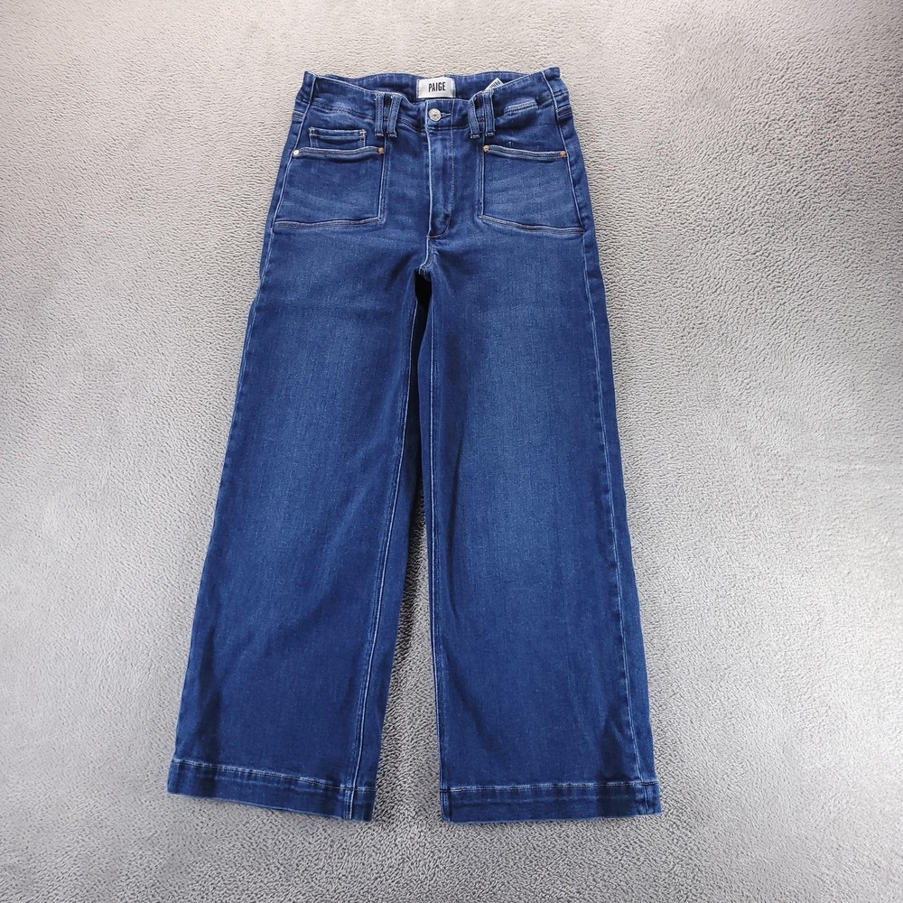 Paige Jeans Womens 28 Blue Anessa High Rise Wide Leg Crop Stretch Denim